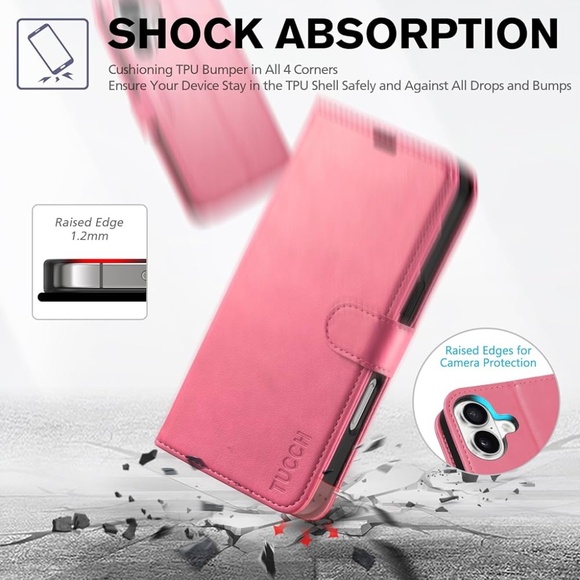Wallet Case for iPhone 16, Kickstand PU Leather Magnetic Protective Flip Cover - Picture 6 of 12